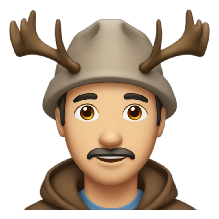 Man Hat brown eyes with Moose antlers sticker