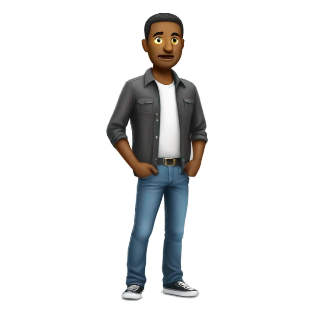 man showing empty pockets photorealistic serious sticker