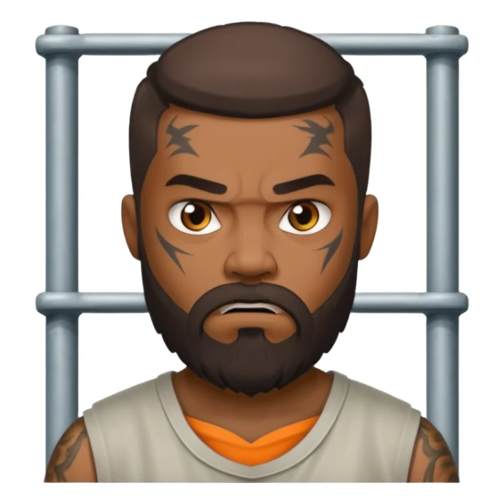 angry tattooed bearded boy male prisoner with prison cell bg sticker