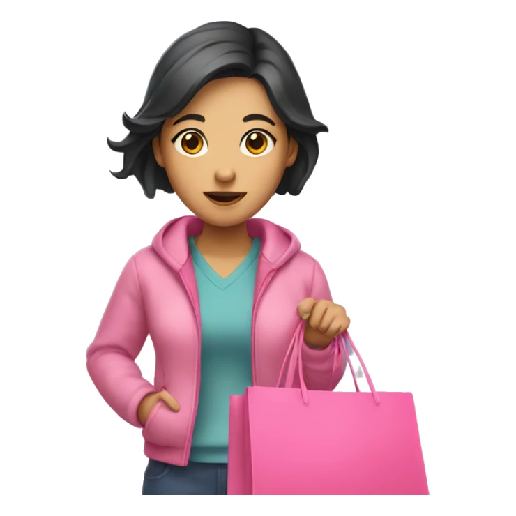 Asian woman holding pink bags sticker