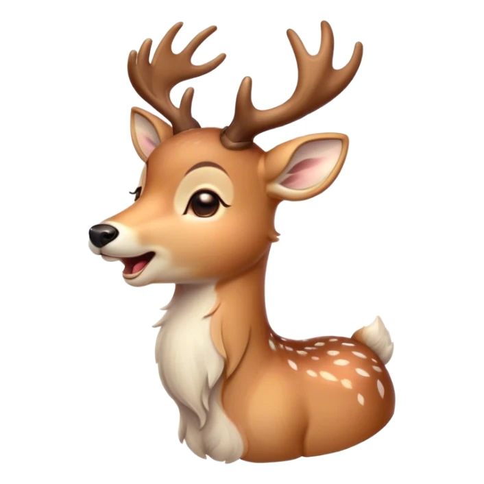 Cinematic Cute Yawning Deer Portrait Emoji, Head tilted slightly with a dramatic, wide-open yawn, revealing a soft, dappled coat and elegantly drooping ears, eyes barely open in drowsy contentment, Simplified yet irresistibly adorable features, highly detailed, glowing with a soft, cozy glow, high shine, relaxed yet expressive, stylized with a touch of natural whimsy, bright and endearing, soft glowing outline, capturing the essence of a sleepy yet affectionate deer, so drowsy it feels like it could stretch right out of the screen and curl up for a nap! sticker