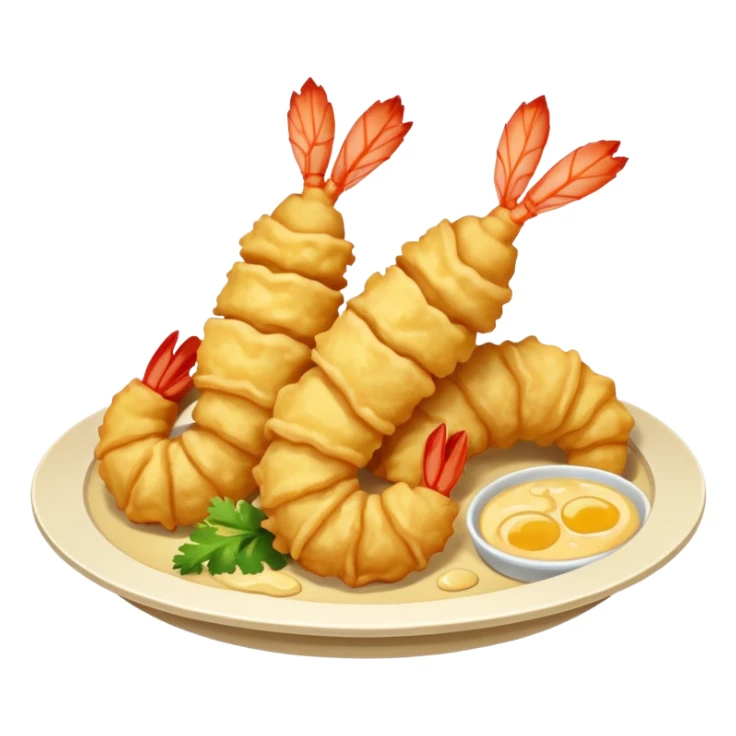 tempura shrimp only, extra crispy, golden batter, vivid textures, bright lighting sticker