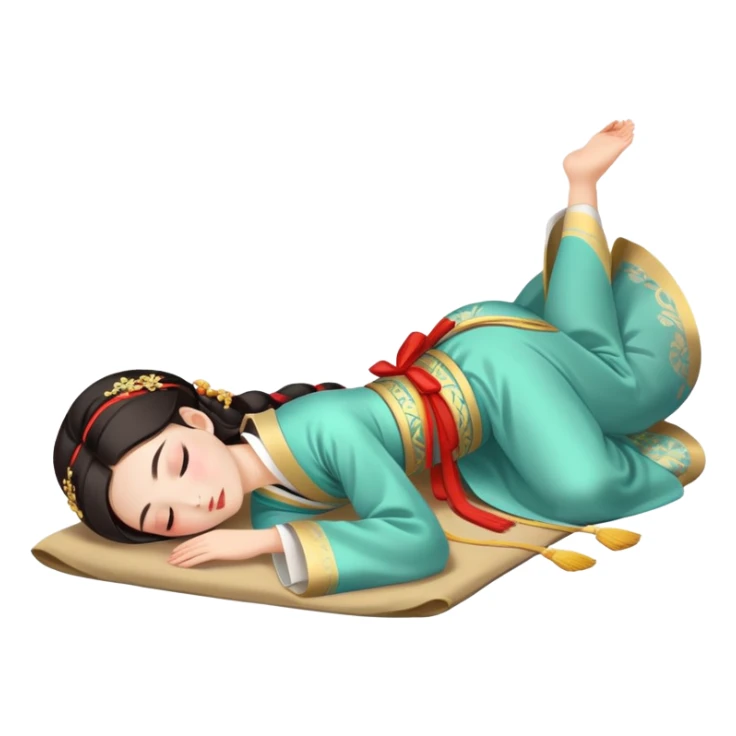 Beautiful girl in Hanfu lying on the ground sleeping sticker