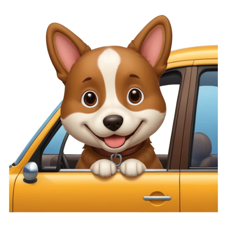 Car with dog sticking out head from window sticker