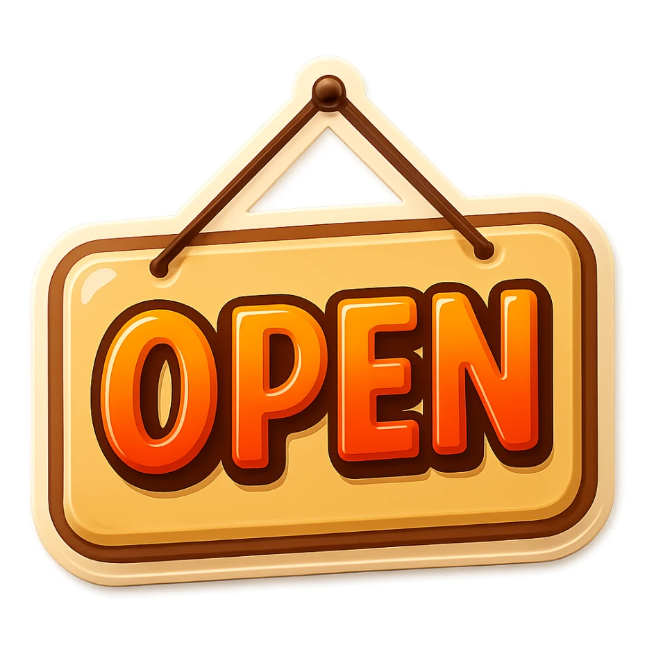 door sign, rectangular shape, beige color, with shadows and highlights, retro sticker style, hanging on nails, transparent background sticker