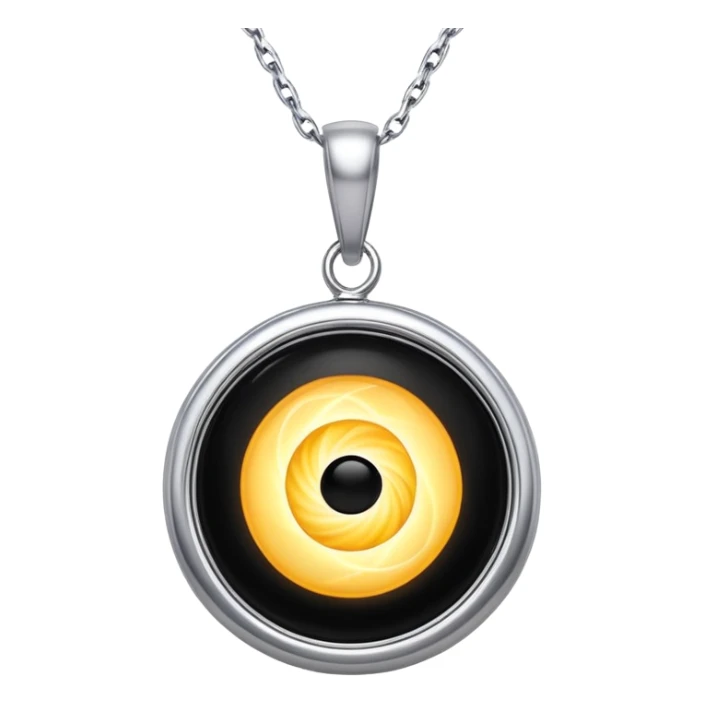 polished onyx pendant radiating a soft glow, silver chain dynamically twisting to represent resilience sticker