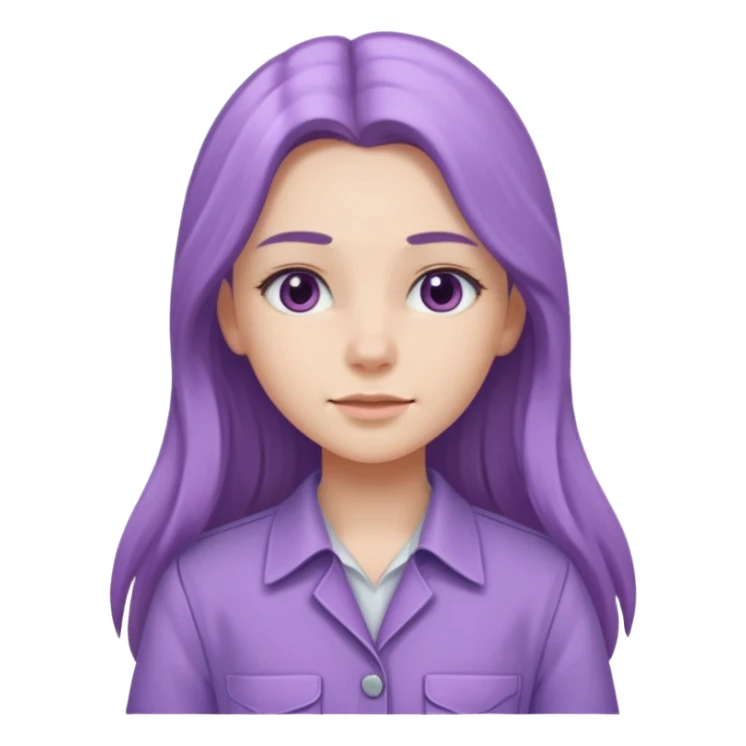 lilac girl with long hair worker sticker