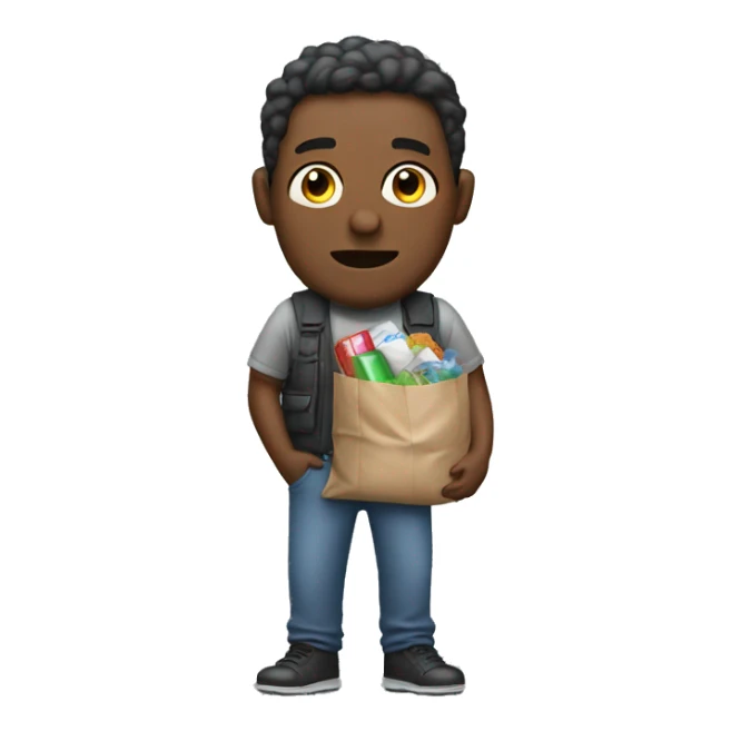 Man with baggie full of stuff sticker