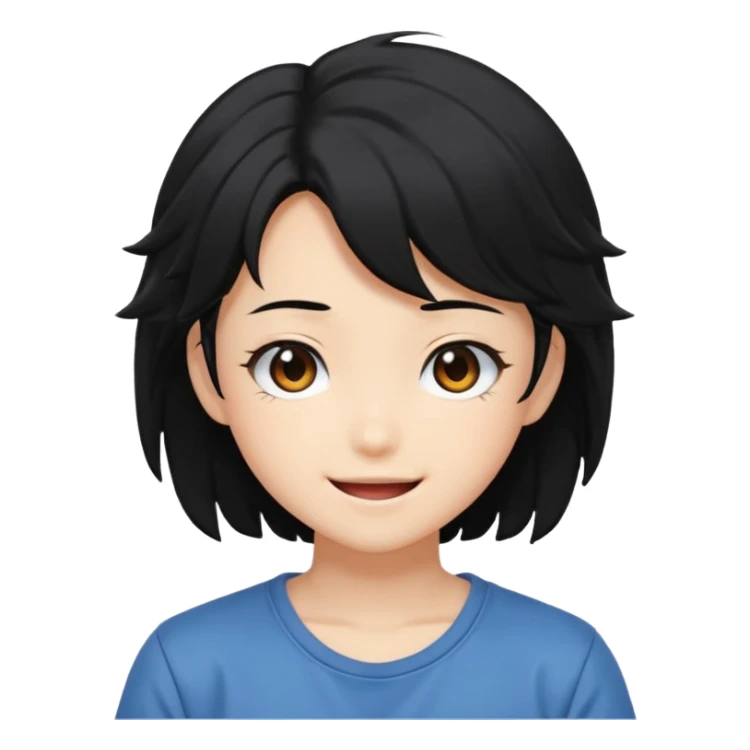 Anime happy figure Tokyo with messy black hair sticker