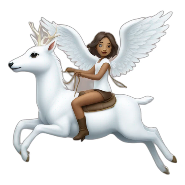 Twin angel riding a white deer sticker
