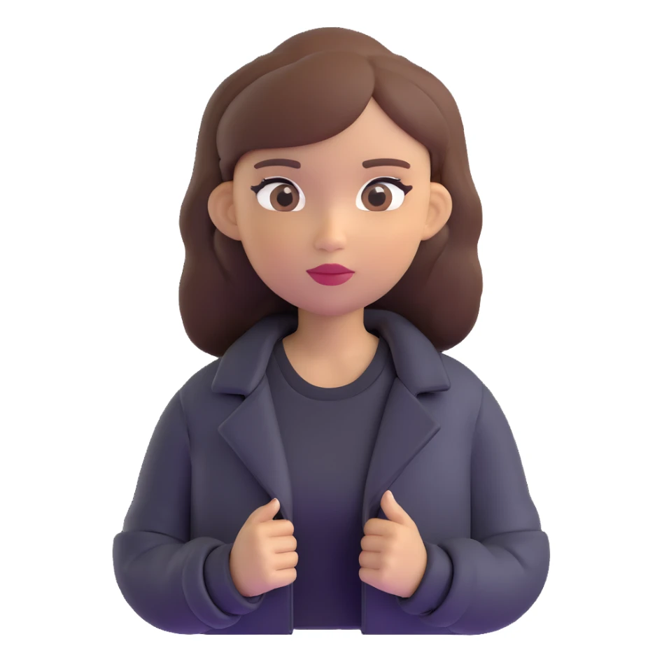 Light-skinned girl with brown hair wearing black jacket sticker