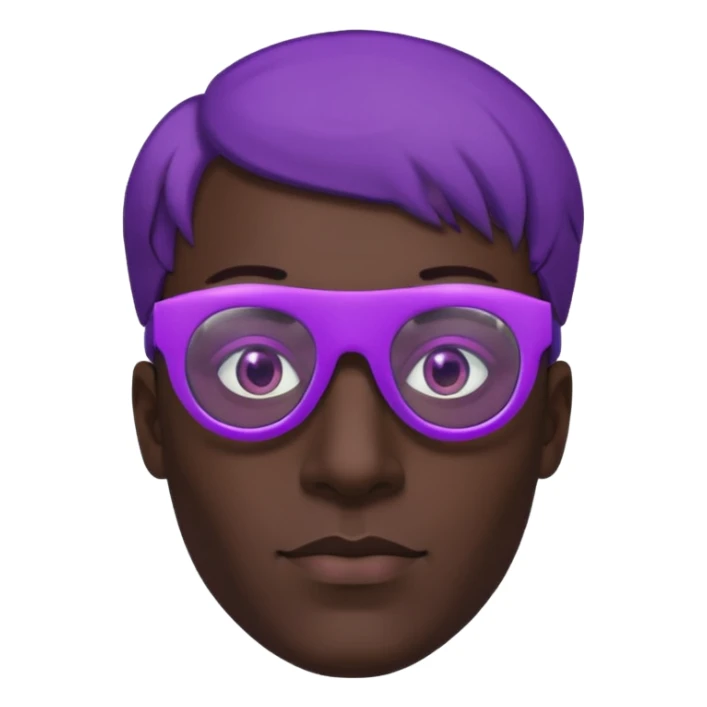 Cyberpunk man head 3d puruple cyber-glasses half rotate face 3d sticker