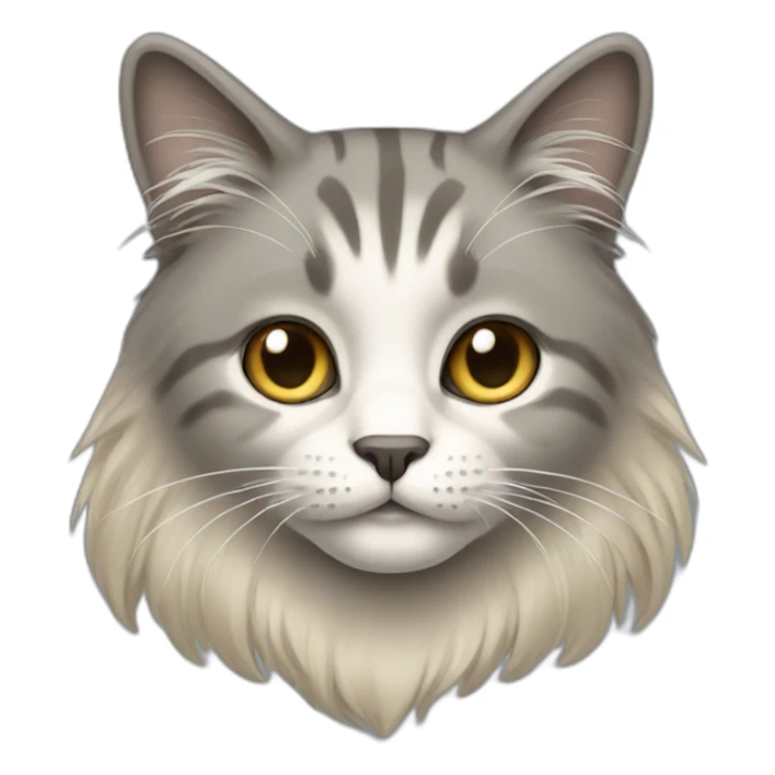 cat with grey and beige face long hair sticker
