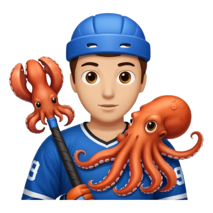Ice hockey player with octopus in his hand  sticker