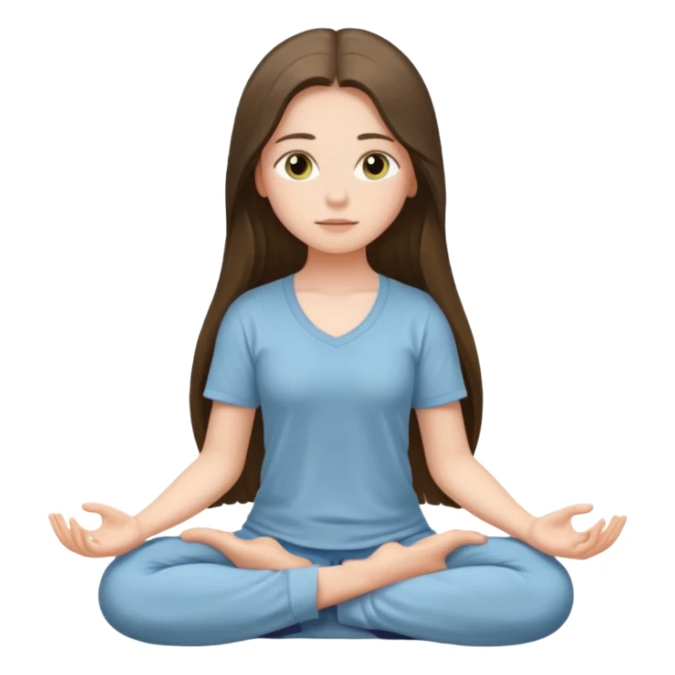 pretty white brunette teen long hair with hazel eyes meditating sticker