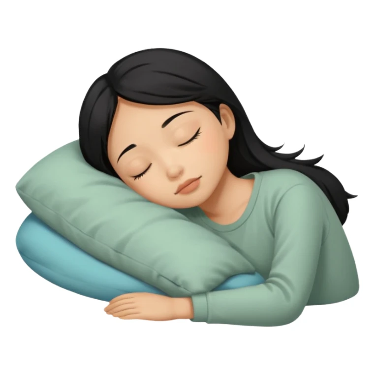 Black haired, tan-skinned Asian girl sleeping alone  sticker