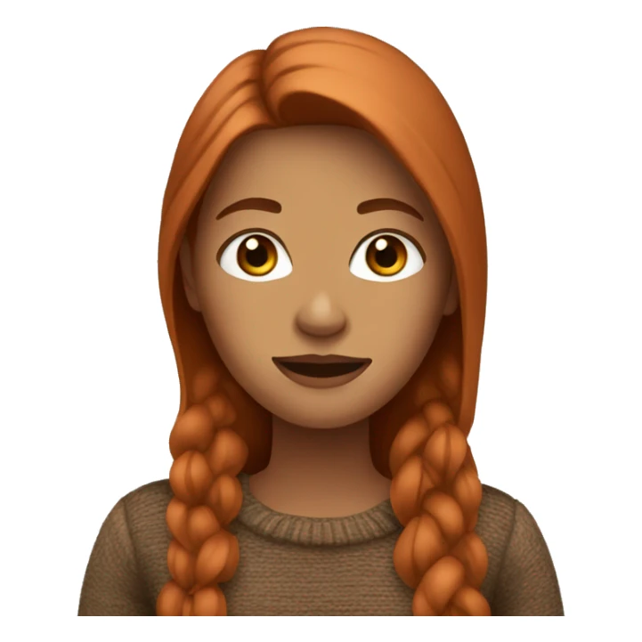 Woman with long copper hair wearing a brown sweater  sticker