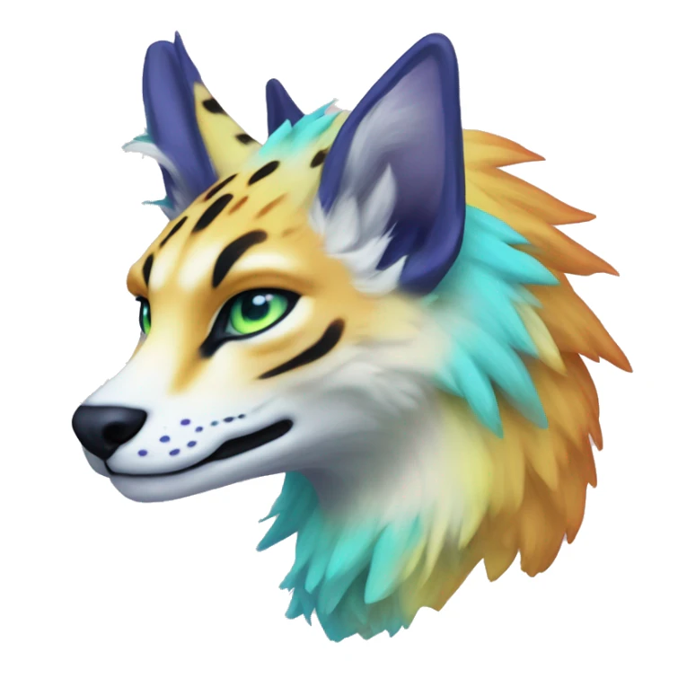 Epic Edgy Colorful ethereal eldritch Sergal-Serval-Fionbri sticker