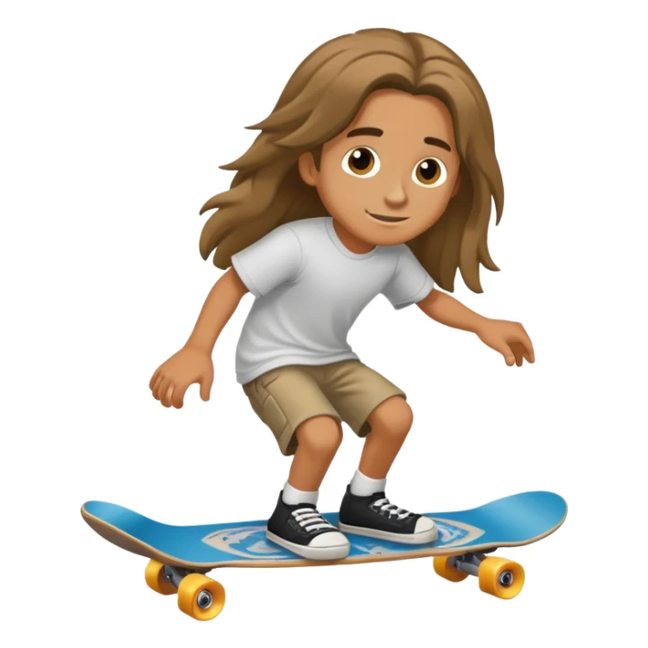 a boy with long hair and skateboard  sticker