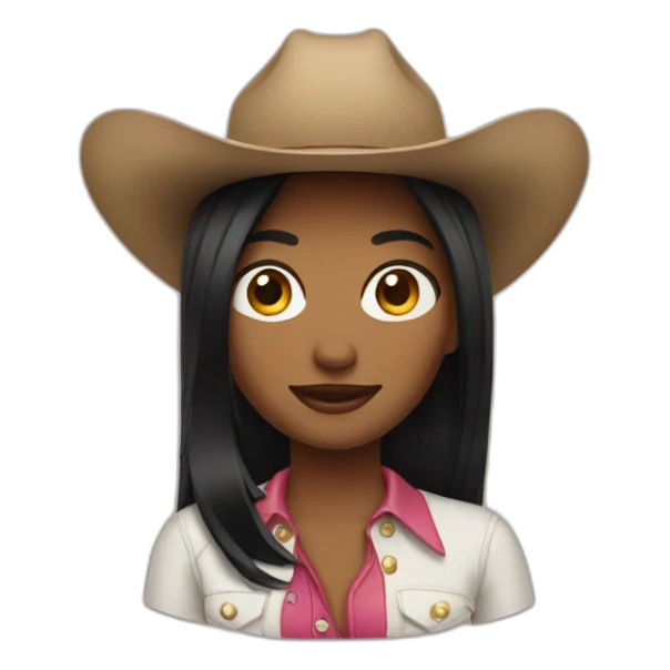 face cowgirl straight black hair sticker