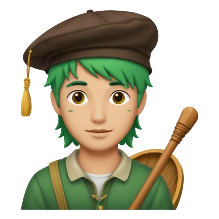 venice gondola guy green hair with hat sticker