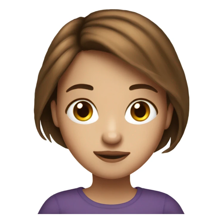 Create an girl emoji with brown hair reading iPad kindle sticker