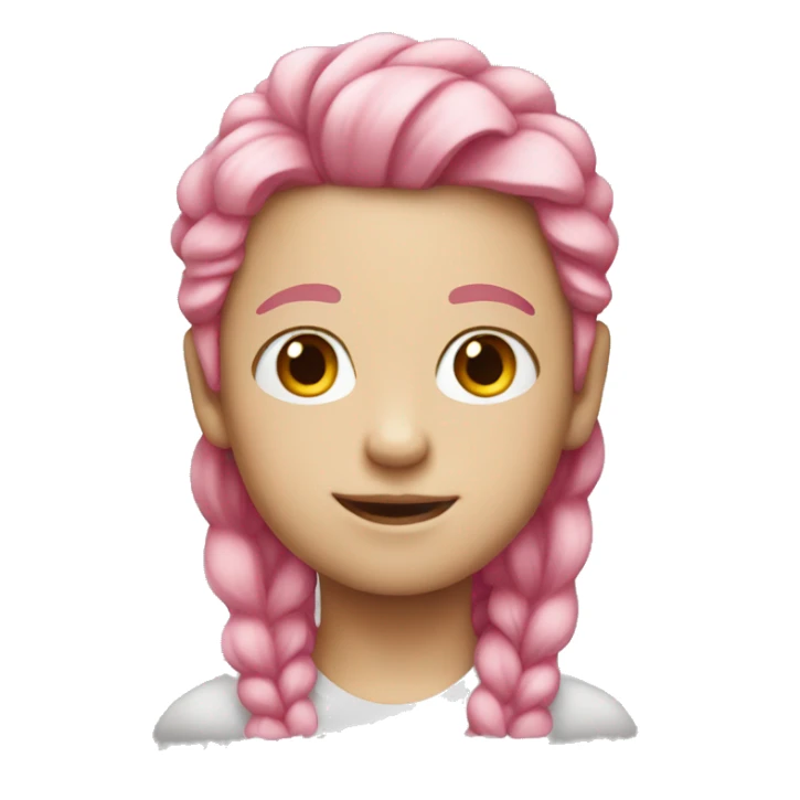 pink haired kid emoji white skin sticker