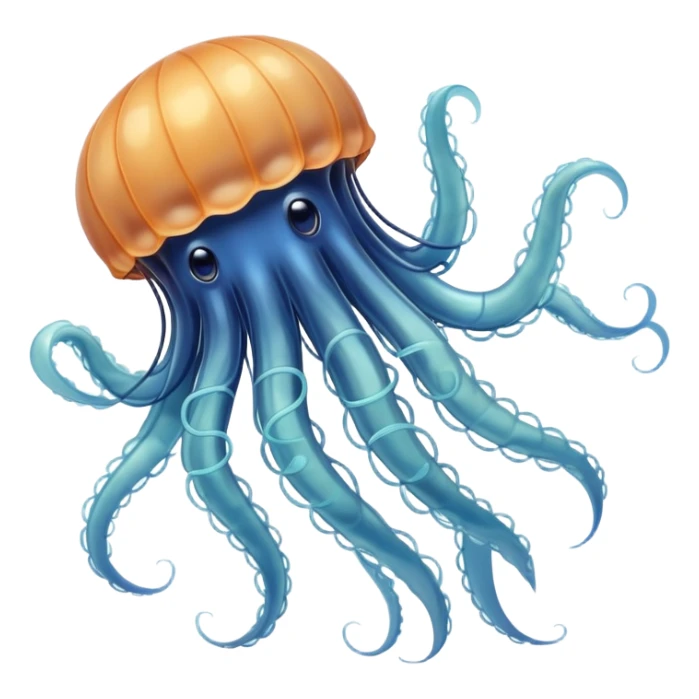 dangerous jellyfish with long stinging tentacles approaching a swimmer in the ocean sticker
