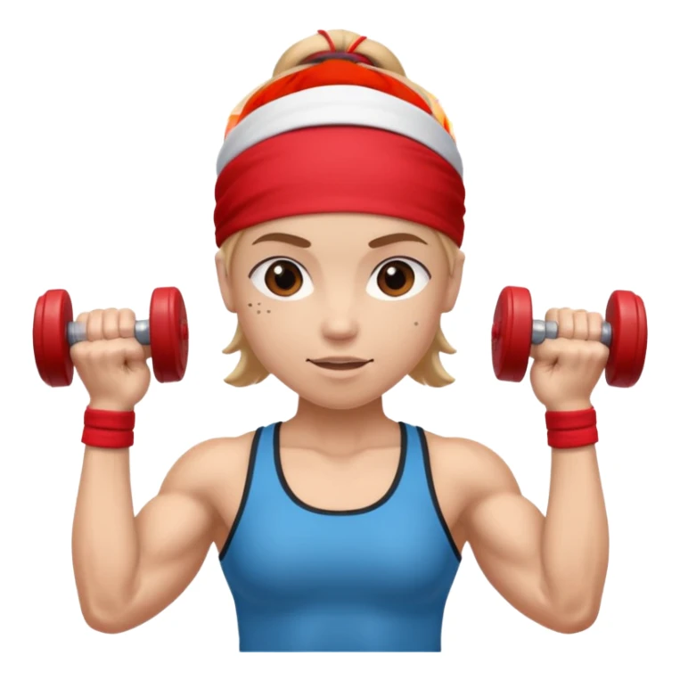 athlete with red headband, hold a mini dumbbell sticker