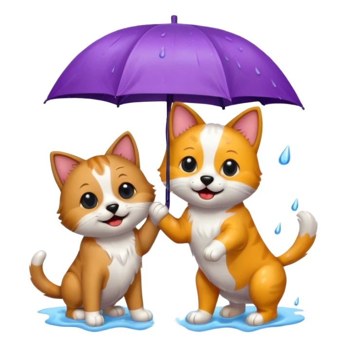 dog and cat playing in the rain sticker