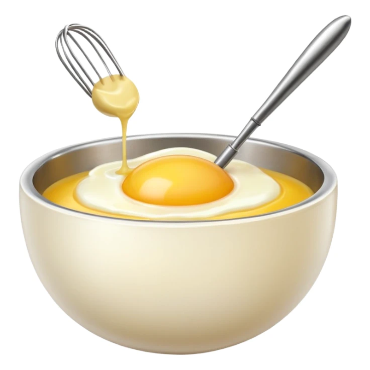 beaten egg in a bowl, There is a whisk inside the bowl. sticker