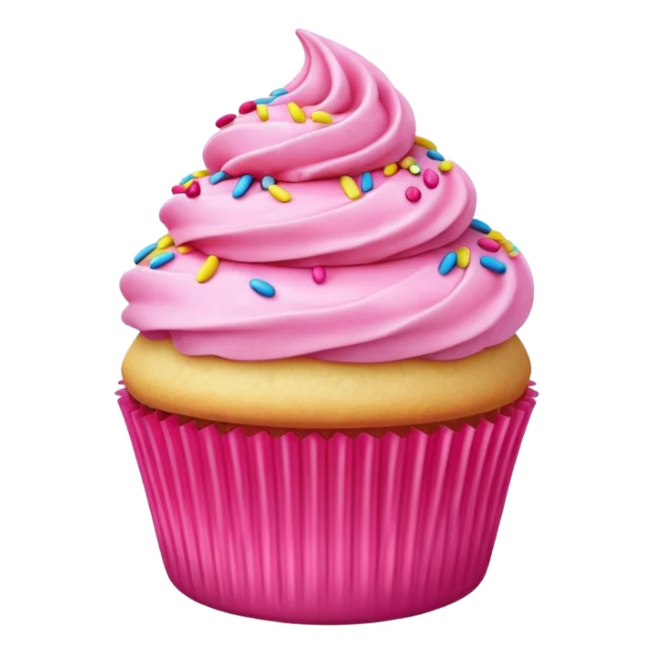 super realistic vanilla cupcake with hot pink frosting and sprinkles sticker