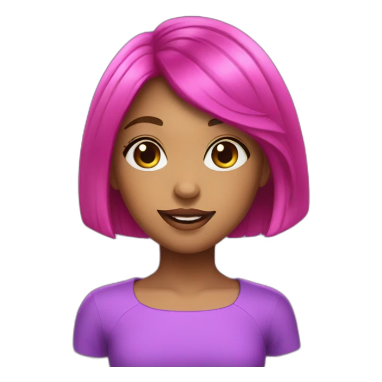 girl, bright purple irises, hot pink bob haircut sticker