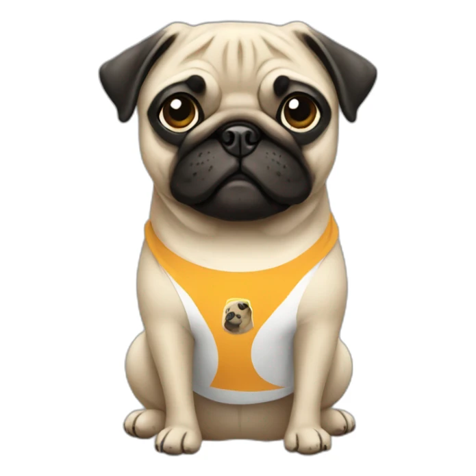 pug wearing a t-shirt sticker
