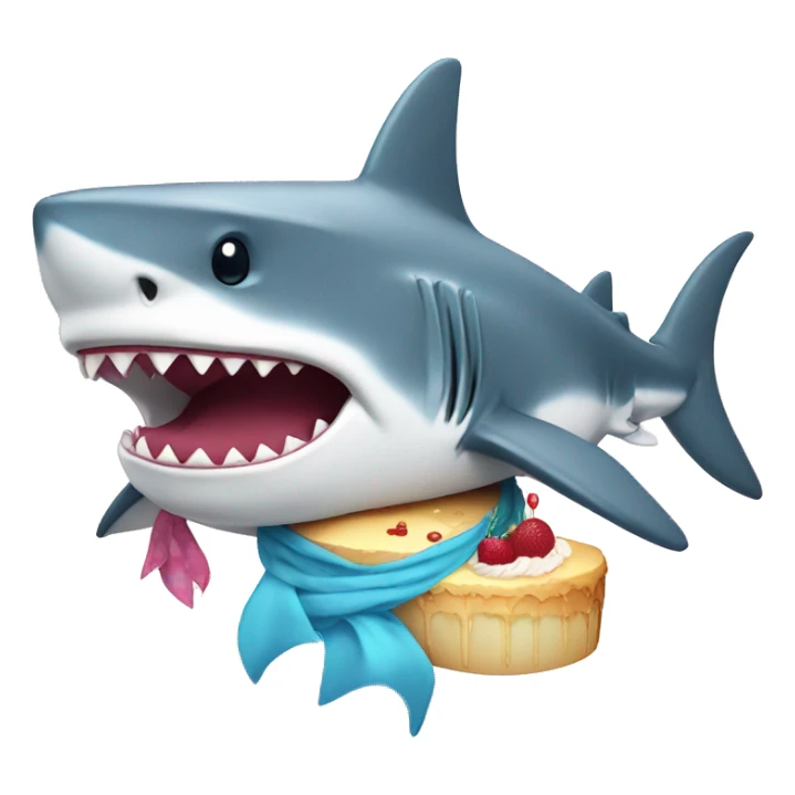 Shark with a scarf and a cake f sticker