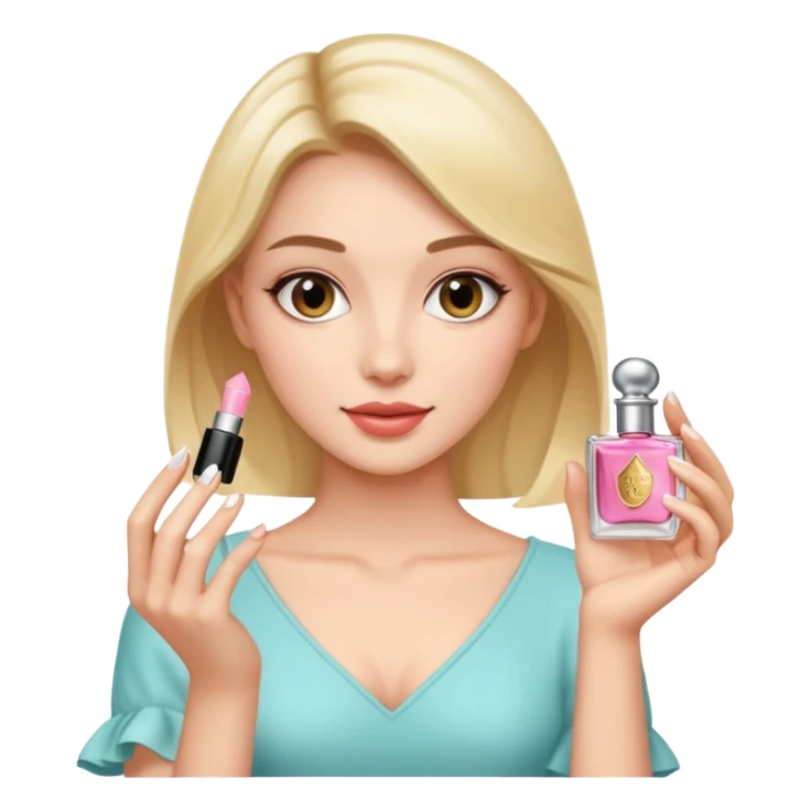 Full body pretty woman holding mini perfume sticker