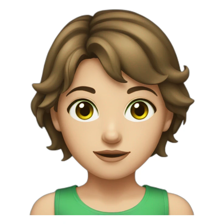 Young girl with short brown hair and green eyes sticker