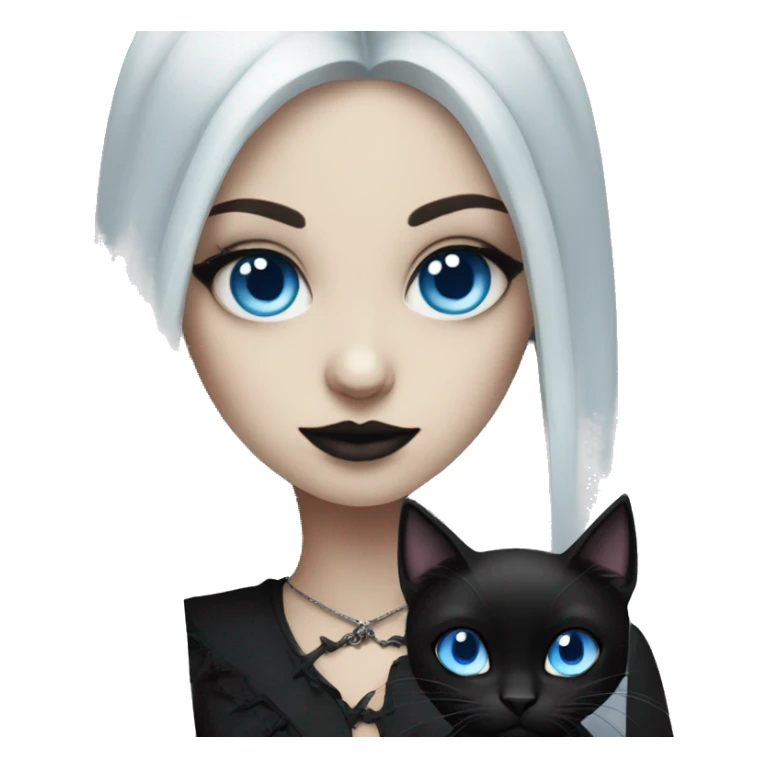 goth girl with blue eyes and black cat sticker