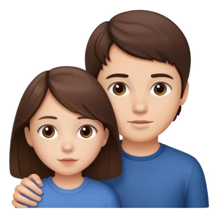 Little sister and brother (brunette) sticker