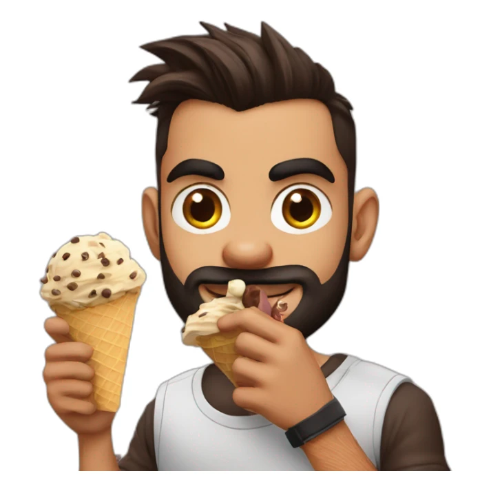 virat kohli eating chocolate ice cream with chocochips while watching phone sticker