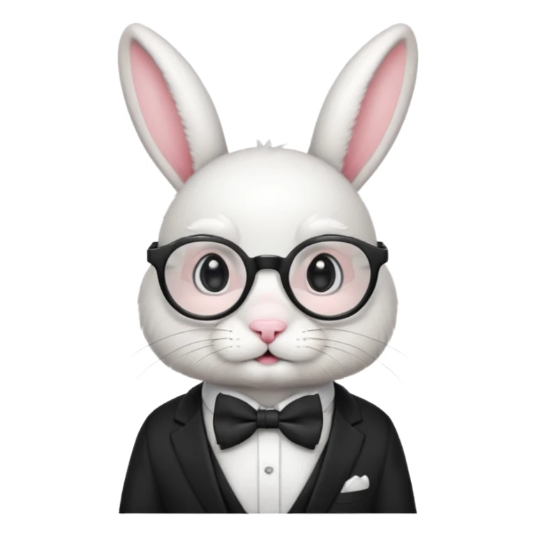 White bunny with round glasses and bow tie. sticker