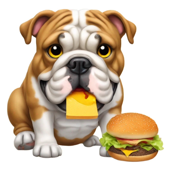 English bulldog eat burger  sticker