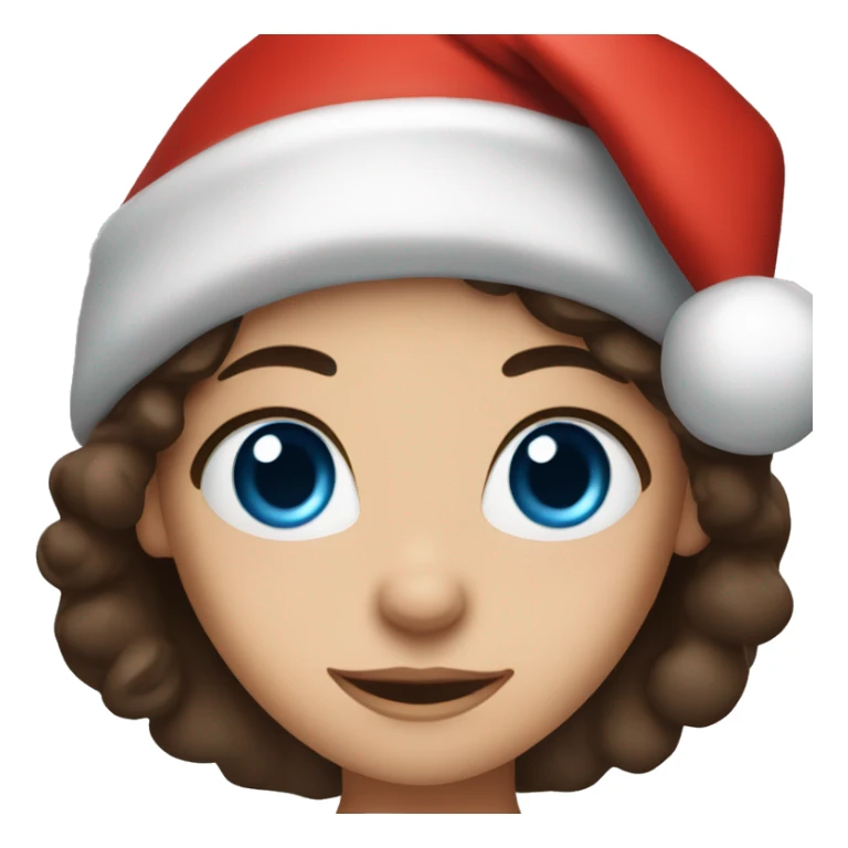 Brunette with blue eyes and Santa hat sticker