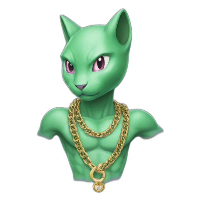 Green mewtwo wearing Gucci chain sticker