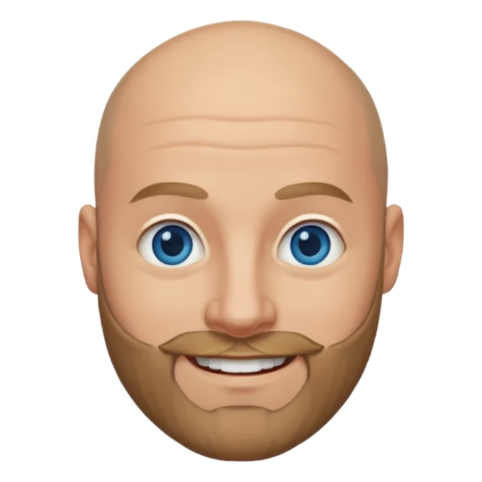 Bald man with dark blonde beard and blue eyes sticker