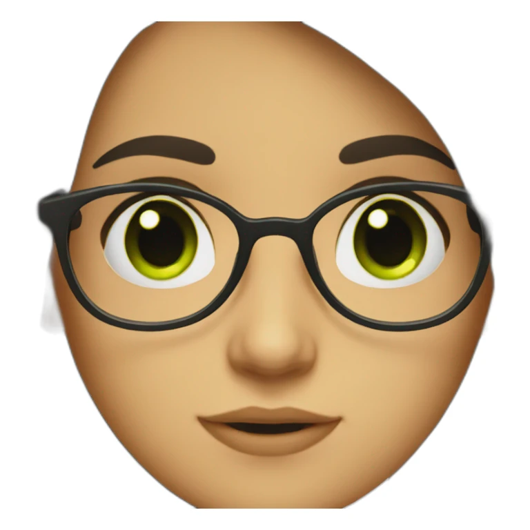 a girl with dark hair and green eyes in glasses sticker
