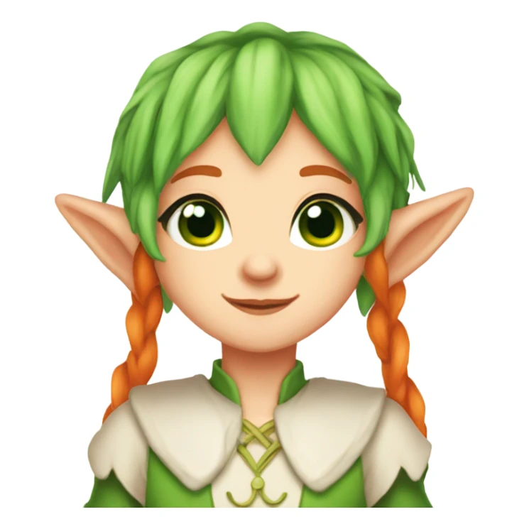 Cute pale princess elf ears green eyes red/orange hair sticker