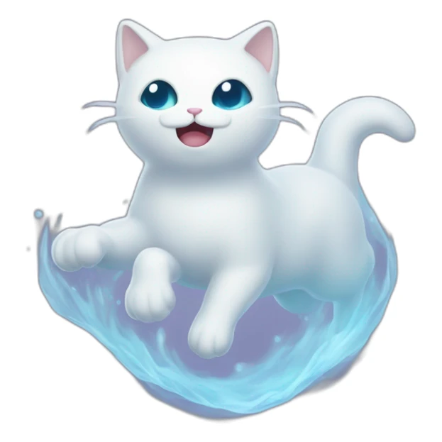 Mysterious cartoon ghost spirit kitty floating in the air sticker