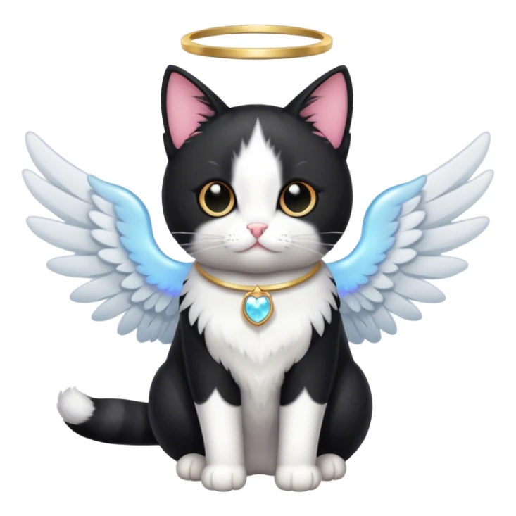 Tuxedo cat with an angel halo sticker