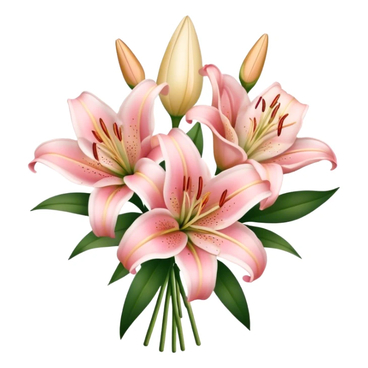 Blush Pink and Champagne Pink color lilies bouquet sticker